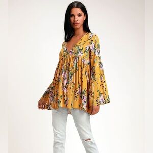 Free People BOHO Women's Floral Bella Tunic Top Size Small